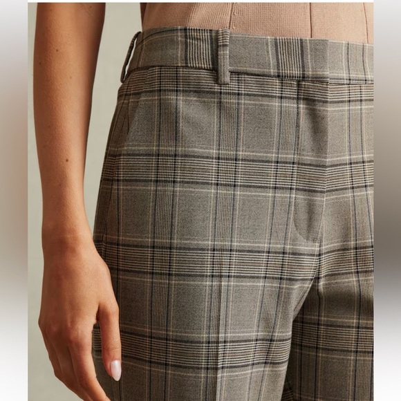 Reiss Plaid Trousers, Ankle length Size 4, office corporate chic, Grey & Black - Picture 3 of 15